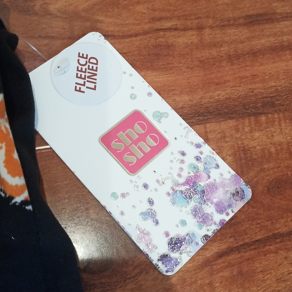 NWT ShoSho Black & Pumpkin Print Fleece Lined Legging Set, 10/12 - Picture 2 of 5